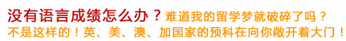 没有语言成绩怎么办？难道我的留学梦就破碎了吗？不是这样的！英、美、澳、加国家的预科在向你敞开着大门！